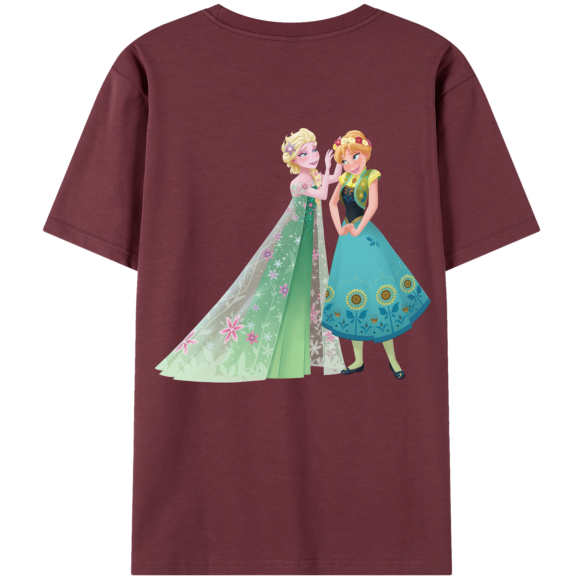 （画像用） アナと雪の女王 アンナ エルサ Frozen Anna Elsa 綿100％半袖Tシャツ（背面プリント）